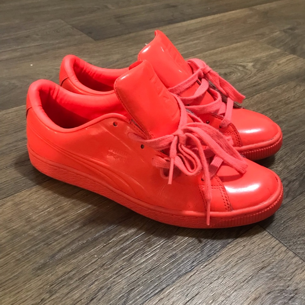 Puma Basket Glossy Orange Shoes Size 6.5